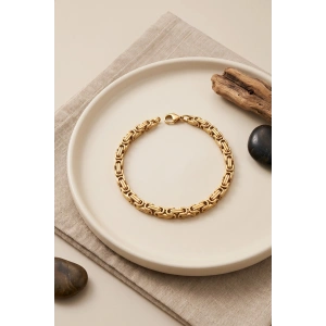 Mey İthalat® 316L Çelik Gold Renk Kral Zincir Model Erkek Bileklik