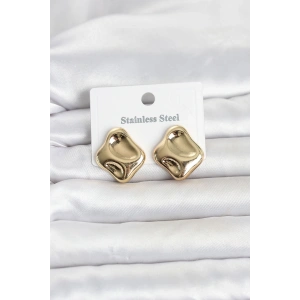 Mey İthalat® 316L Çelik Gold Renk Plaka Model Kadın Küpe