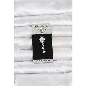 Mey İthalat® 316L Cerrahi Çelik Sallantılı Çiçek Model Göbek Piercing