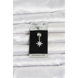 Mey İthalat® 316L Cerrahi Çelik Sallantılı Kutup Yıldızı Model Göbek Piercing