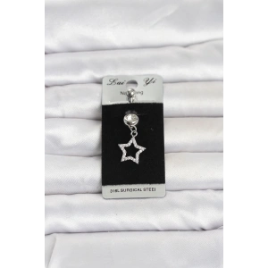 Mey İthalat® 316L Cerrahi Çelik Sallantılı Yıldız Model Göbek Piercing