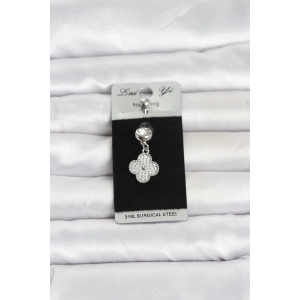 Mey İthalat® 316L Cerrahi Çelik Sallantılı Yonca Model Göbek Piercing