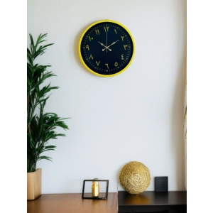 Mey İthalat® 36 Cm Sarı Dekoratif Arapça Rakamlı Duvar Saati