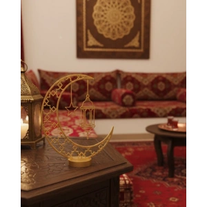 Mey İthalat® 3D Ramazan Dekor Özel Baskı Hilal Yıldız Masa Üstü