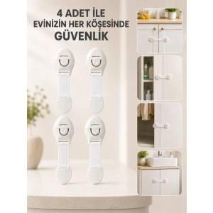 Mey İthalat® 4 Adet Çok Amaçlı Çocuk Güvenlik Kilidi Dolap, Çekmece ve Gardırop İçin
