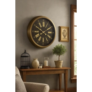 Mey İthalat® 60 cm Eskitme Metal Roma Rakamlı Duvar Saati