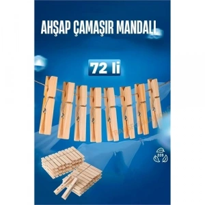 Mey İthalat® Ahşap Çamaşır Mandalı 72 ADET 721654