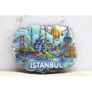 Mey İthalat® Ahşap İstanbul Temalı Magnet - Model 11