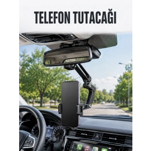 Mey İthalat® Araç Dikiz Aynası Telefon Tutucu Ayarlanabilir Katlanabilir Navigasyon Telefon Standı