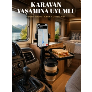 Mey İthalat® Araç İçi Telefon Tutucu ve Bardaklık Organizeri Çok Amaçlı Tasarım