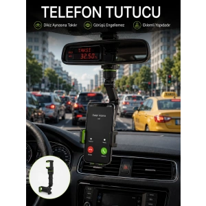 Mey İthalat® Ayarlanabilir Dikiz Aynası Telefon Tutucu Görüş Açısını Engellemeyen Araç Aparatı