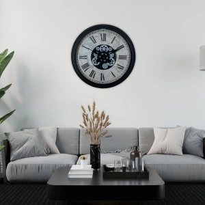 Mey İthalat® Black Atlas Series 60 Cm Çarklı Duvar Saati