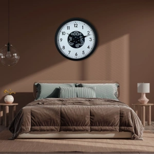 Mey İthalat® Black Motion 60 Cm Çarklı Duvar Saati