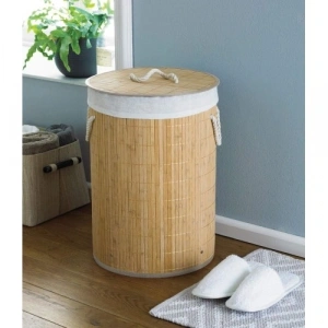 Mey İthalat® DecoHandy Yuvarlak Bambu Kirli Sepeti