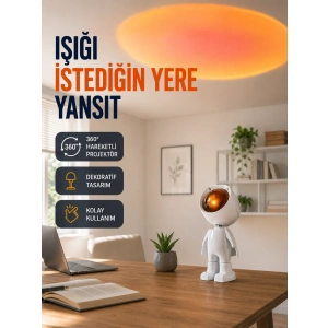 Mey İthalat® Dekoratif Gün Batımı Işığı – Astronot Figürlü Yeni Nesil