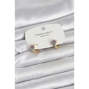 Mey İthalat® Deniz Kabuğu Model Gold Pirinç Çocuk Küpe