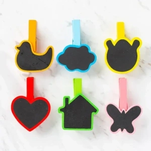 Mey İthalat® Desenli Notlu Ahşap Mandal (6lı Set - 10 Paket)
