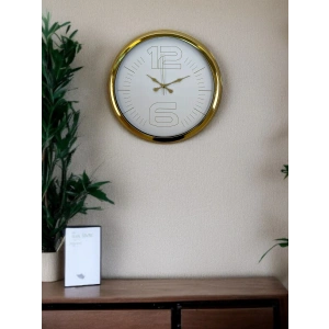 Mey İthalat® Elegant White Gold 40 Cm Metal Duvar Saati