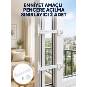 Mey İthalat® Emniyet Amaçlı Pencere Açılma Sınırlayıcı Aparat 2 Adet Yeni Nesil
