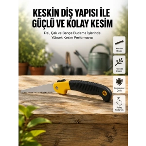 Mey İthalat® Ergonomik Saplı Katlanabilir Budama Testeresi
