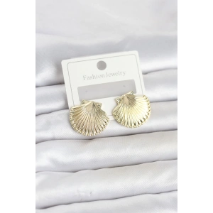 Mey İthalat® Gold Renk Pirinç Deniz Kabuğu Model Kadın Küpe