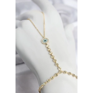 Mey İthalat® Gold Renk Pirinç Zirkon Taşlı Nazar Model Şahmeran