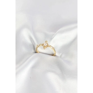 Mey İthalat® Gold Renk Vintage Model Zirkon Taşlı Yüzük