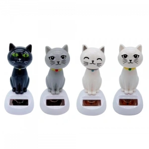 Mey İthalat® Güneş Enerjili Sallanan Kedi Figürü