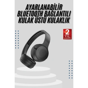 Mey İthalat® Kablosuz Bluetooth Kulaklık Kulak Üstü Ayarlanabilir Uzun Ömürlü