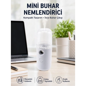 Mey İthalat® Mini Şarjlı Buhar Nemlendirici – Taşınabilir, Enerji Tasarruflu, Kablosuz Kullanım Yeni Nesil
