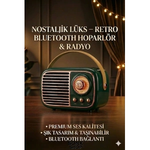 Mey İthalat®  Nostaljik Retro Bluetooth  - FM Radyo, USB ve Bluetooth Kablosuz Hoparlör