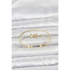 Mey İthalat® Pirinç Gold Renk Baget Zirkon Taşlı Objeli Kadın Bileklik