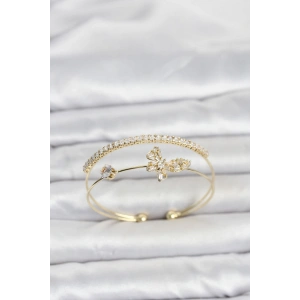 Mey İthalat® Pirinç Gold Renk Kelebek Model Kadın Bileklik