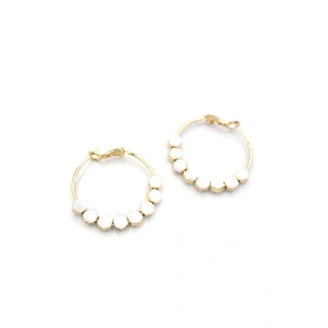 Mineli Halka Küpe - Beyaz