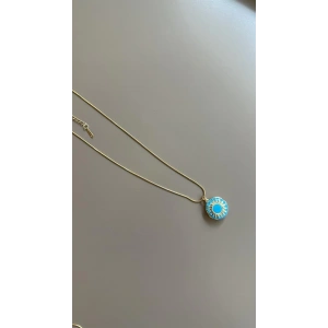 Mineli Kapaklı Kolye - Mavi