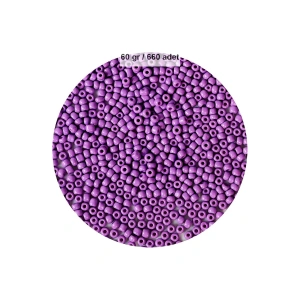 Mor Renk 4 mm Yaklaşık 660 adet / 60 gram Cam Boncuk Oya Yazma Bileklik ve Kolye