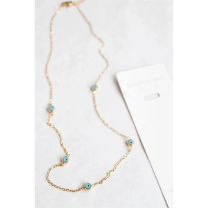 Nazar Boncuk Çelik Kolye - Altın