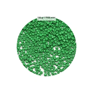 Opak Yeşil Renk 4 mm Yaklaşık 1100 adet / 100 gram Cam Boncuk Oya Yazma Bileklik ve Kolye