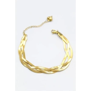 Örgü İtalyan Zincir Bileklik - Altın