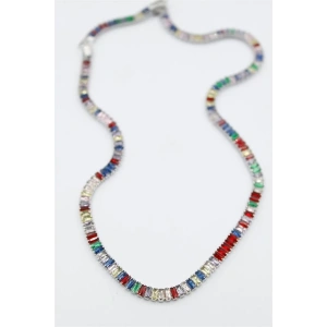 Orta Boy Renkli Su Yolu Kolye - Gümüş