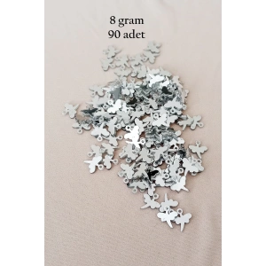 Oya Abiye Bileklik Kolye Pleksi Metalik Plastik Pul Gümüş Renk 8 gram 90 adet - BNC503