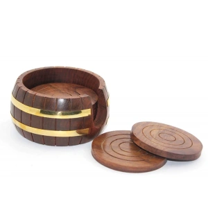 Pirinç Yuvarlak Ahşap Bardak Altı W431