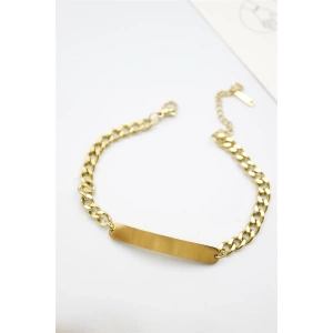 Plaka Zincir Bileklik - Altın