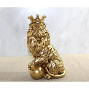 Polyester Dekoratif Taçlı Aslan Figürü Alk2574