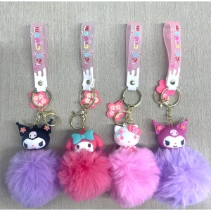 Ponponlu Kuromi Ve Hello Kitty Anahtarlık Alk4246