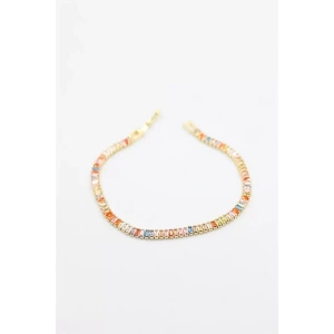 Renkli Baget Taşlı Bileklik - Altın