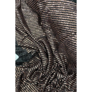 Sakallı Çizgili Pullu Kumaş  Pullu Payet Kumaş Abiye Nişan Düğün Siyah Bakır