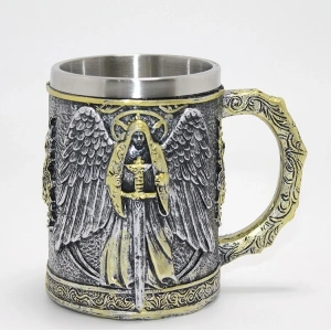 Savaşçı Melek Kanatlı 3d Kabartmalı Paslanmaz Çelik Kupa Alk4384