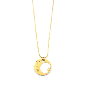 Sedef Çiçek Kolye - Altın