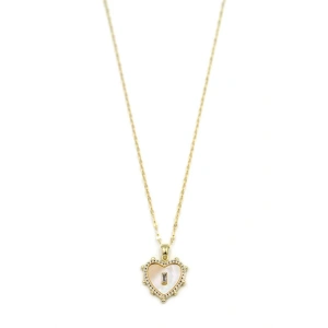 Sedefli Kalp Kolye - Altın